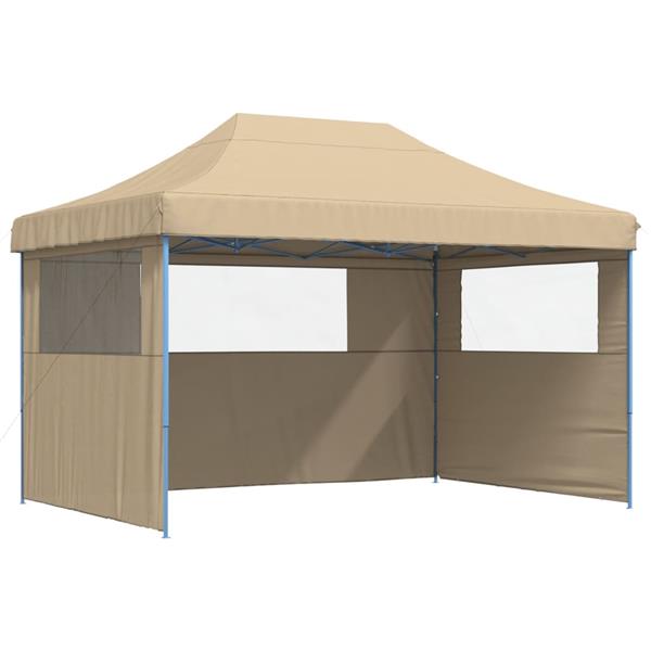 Grote foto vidaxl partytent inklapbaar pop up met 3 zijwanden beige tuin en terras overige tuin en terras
