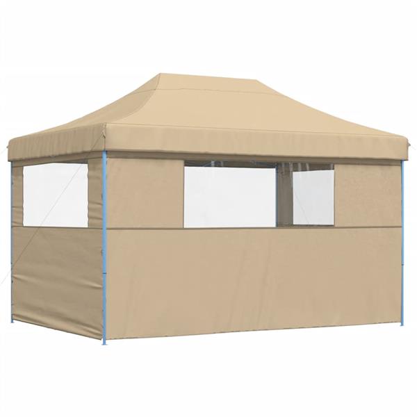 Grote foto vidaxl partytent inklapbaar pop up met 3 zijwanden beige tuin en terras overige tuin en terras