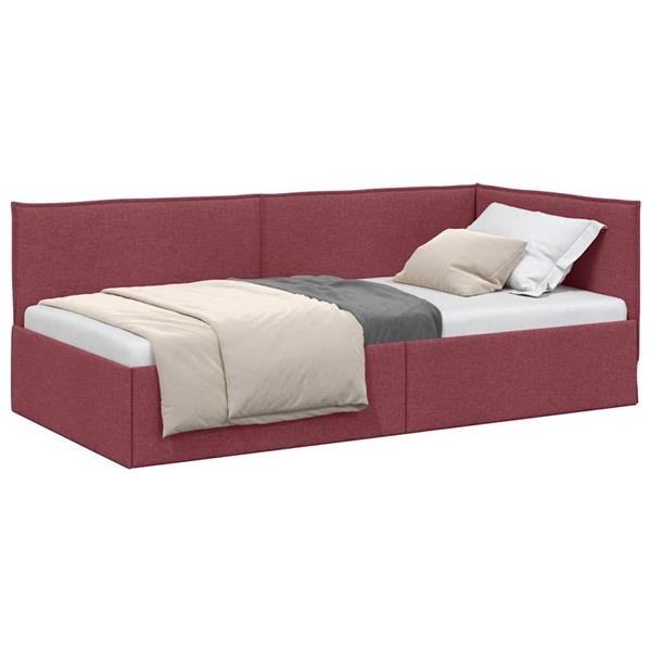 Grote foto vidaxl hoekbedframe met hoofdeinde wijnrood 80 x 200 cm stof antiek en kunst stoelen en banken