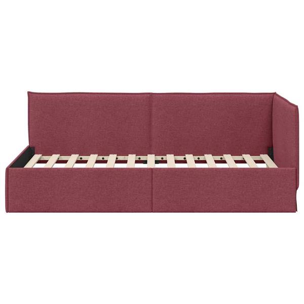 Grote foto vidaxl hoekbedframe met hoofdeinde wijnrood 80 x 200 cm stof antiek en kunst stoelen en banken
