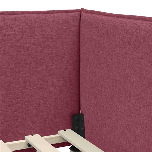Grote foto vidaxl hoekbedframe met hoofdeinde wijnrood 80 x 200 cm stof antiek en kunst stoelen en banken