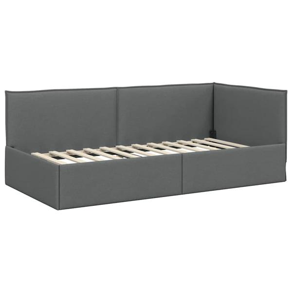 Grote foto vidaxl hoekbedframe met hoofdeinde donkergrijs 80 x 200 cm stof antiek en kunst stoelen en banken