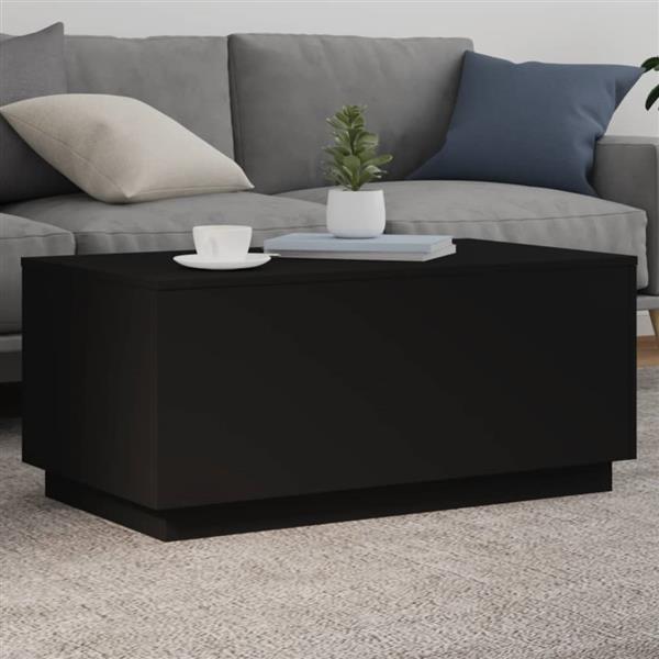 Grote foto vidaxl salontafel met led verlichting 90x50x40 cm zwart huis en inrichting eettafels