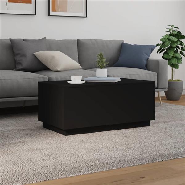 Grote foto vidaxl salontafel met led verlichting 90x50x40 cm zwart huis en inrichting eettafels