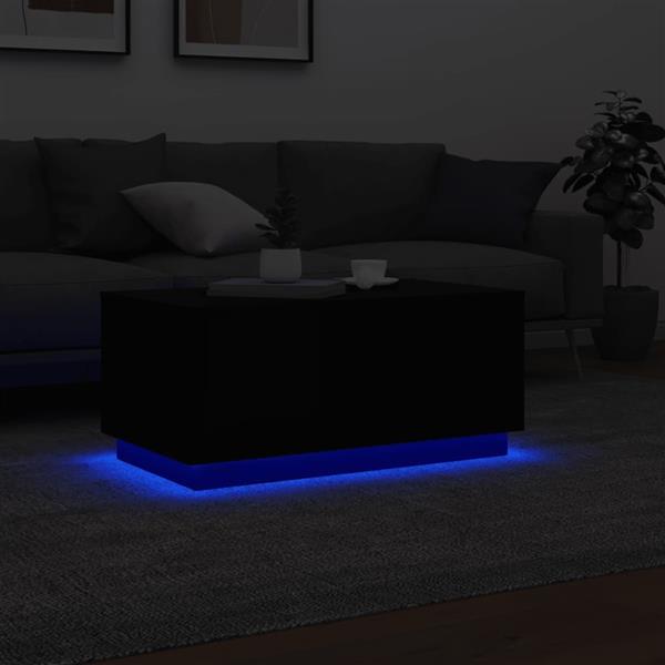 Grote foto vidaxl salontafel met led verlichting 90x50x40 cm zwart huis en inrichting eettafels