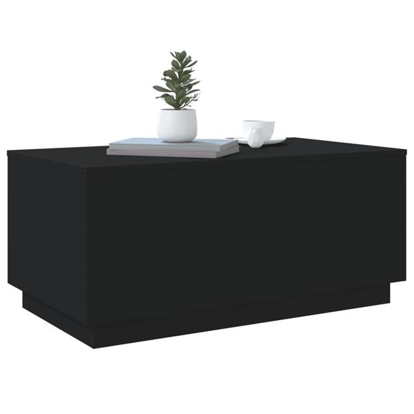 Grote foto vidaxl salontafel met led verlichting 90x50x40 cm zwart huis en inrichting eettafels