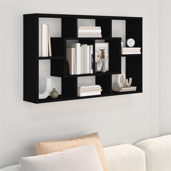 Grote foto vidaxl wandschap 85x16x52 5 cm bewerkt hout zwart huis en inrichting overige
