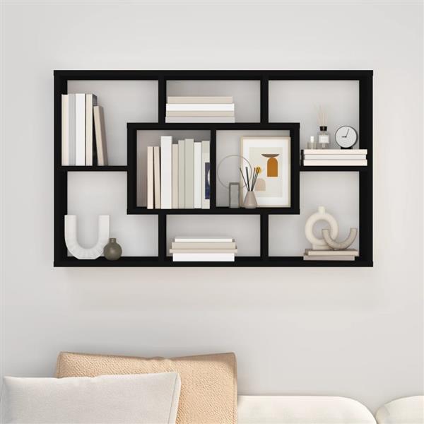 Grote foto vidaxl wandschap 85x16x52 5 cm bewerkt hout zwart huis en inrichting overige