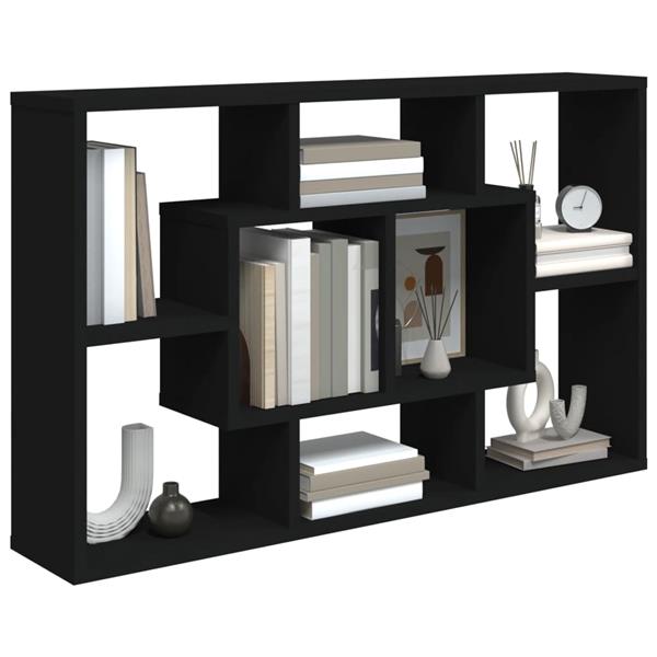 Grote foto vidaxl wandschap 85x16x52 5 cm bewerkt hout zwart huis en inrichting overige