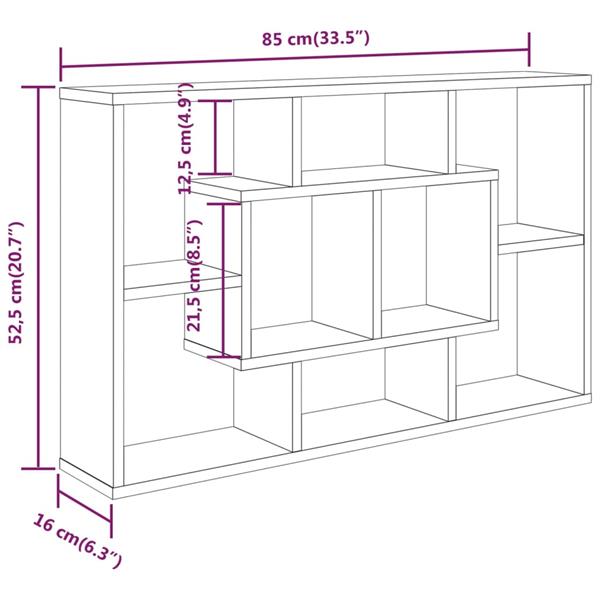 Grote foto vidaxl wandschap 85x16x52 5 cm bewerkt hout zwart huis en inrichting overige