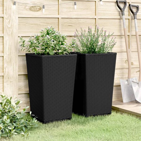 Grote foto vidaxl plantenbakken 2 st 32 5x32 5x57 cm polypropeen zwart tuin en terras overige tuin en terras