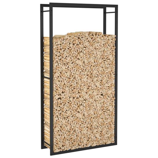 Grote foto vidaxl haardhoutrek 80x28x154 cm staal matzwart huis en inrichting kachels en openhaarden