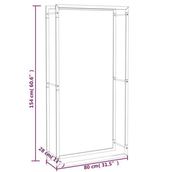 Grote foto vidaxl haardhoutrek 80x28x154 cm staal matzwart huis en inrichting kachels en openhaarden