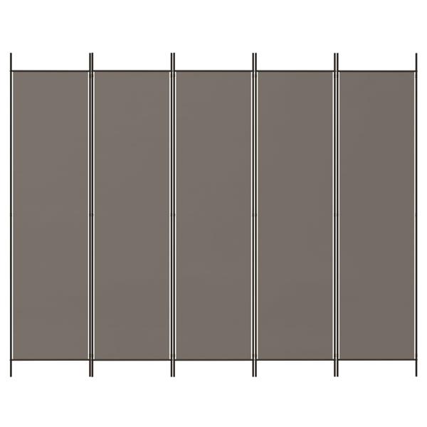 Grote foto vidaxl kamerscherm met 5 panelen 250x200 cm stof antracietkleurig huis en inrichting overige huis en inrichting
