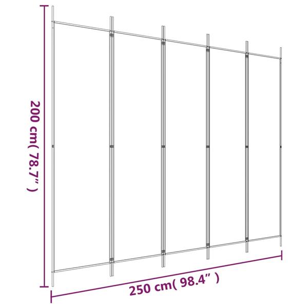 Grote foto vidaxl kamerscherm met 5 panelen 250x200 cm stof antracietkleurig huis en inrichting overige huis en inrichting