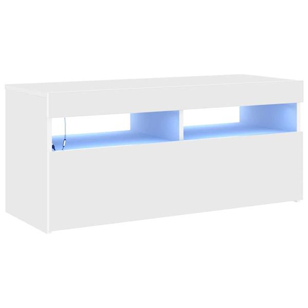 Grote foto vidaxl tv meubel met led verlichting 90x35x40 cm wit huis en inrichting overige