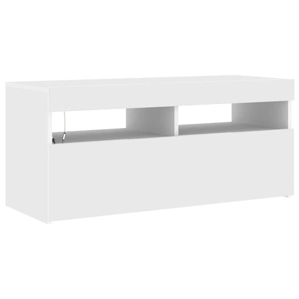Grote foto vidaxl tv meubel met led verlichting 90x35x40 cm wit huis en inrichting overige