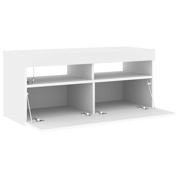 Grote foto vidaxl tv meubel met led verlichting 90x35x40 cm wit huis en inrichting overige