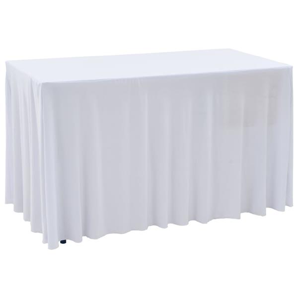 Grote foto vidaxl 2 st tafelhoezen stretch met rok 183x76x74 cm wit tuin en terras tuinmeubelen