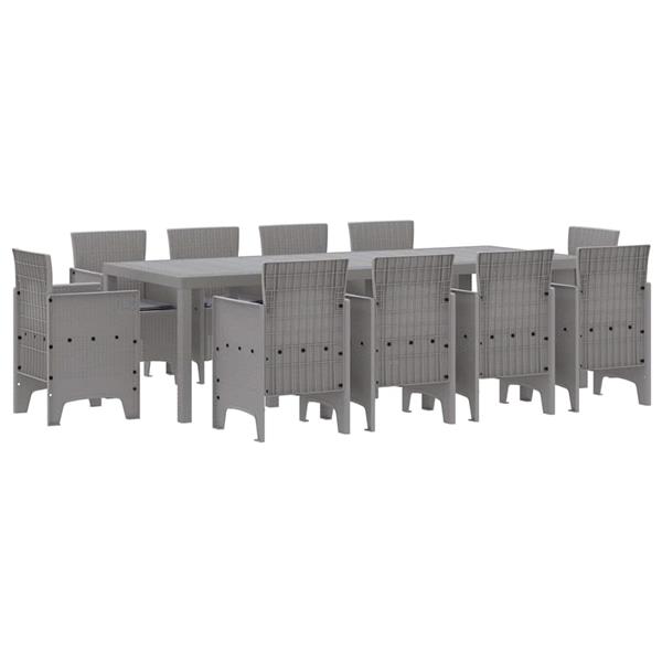 Grote foto vidaxl tuin eetset 11 pcs lichtgrijs polt riet tuin en terras tuinmeubelen