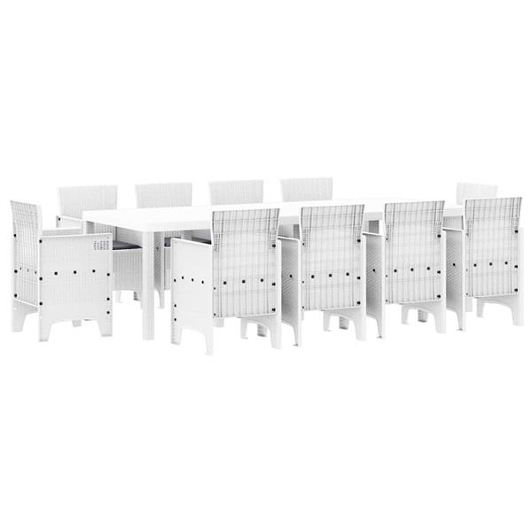 Grote foto vidaxl tuin eetset 11 pcs wit polt riet tuin en terras tuinmeubelen