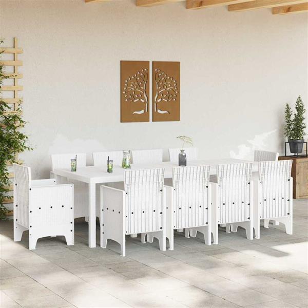 Grote foto vidaxl tuin eetset 11 pcs wit polt riet tuin en terras tuinmeubelen