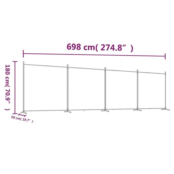Grote foto vidaxl kamerscherm met 4 panelen 698x180 cm stof zwart huis en inrichting overige huis en inrichting