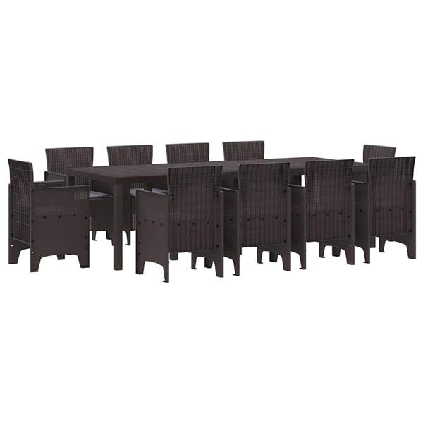 Grote foto vidaxl tuin eetset 11 pcs bruin polt riet tuin en terras tuinmeubelen