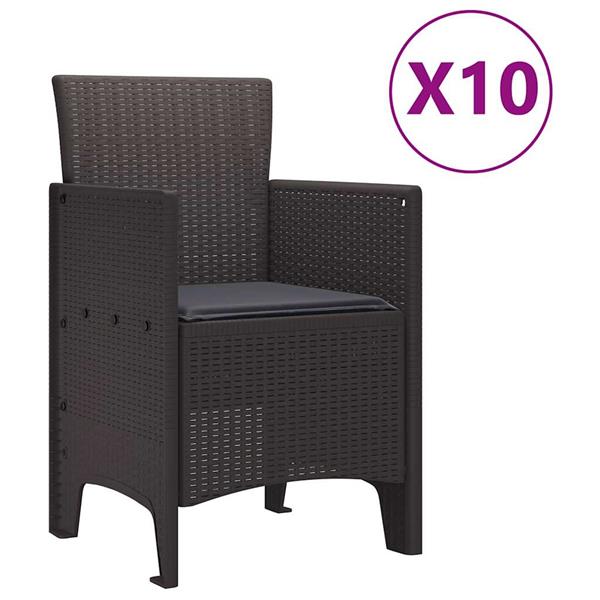Grote foto vidaxl tuin eetset 11 pcs bruin polt riet tuin en terras tuinmeubelen