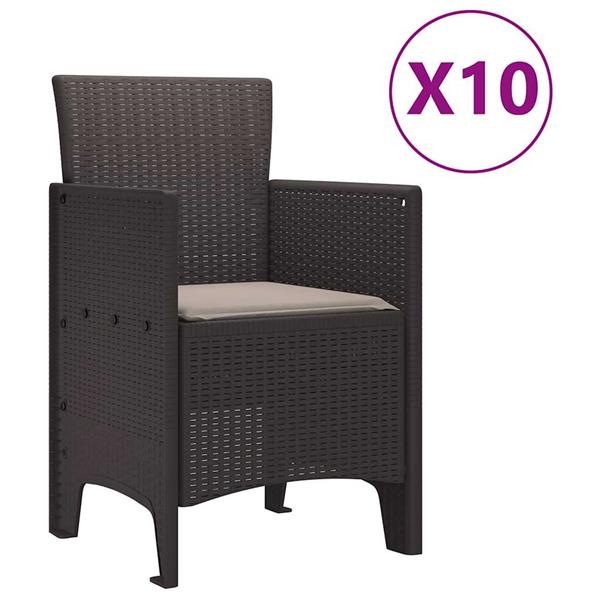 Grote foto vidaxl tuin eetset 11 pcs bruin polt riet tuin en terras tuinmeubelen