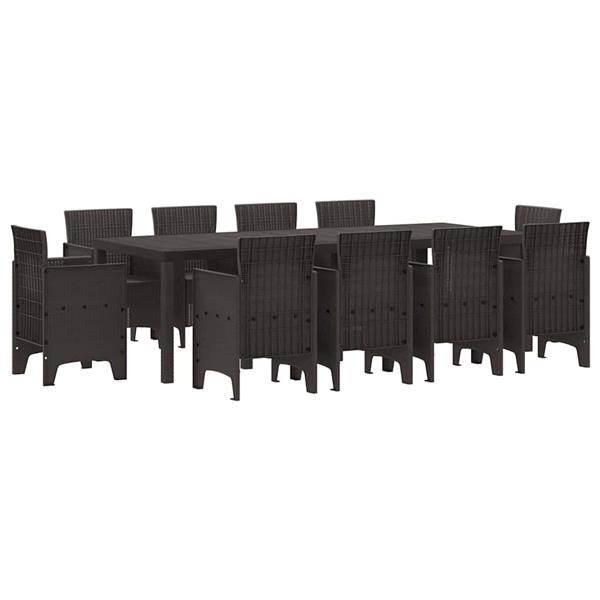 Grote foto vidaxl tuin eetset 11 pcs bruin polt riet tuin en terras tuinmeubelen