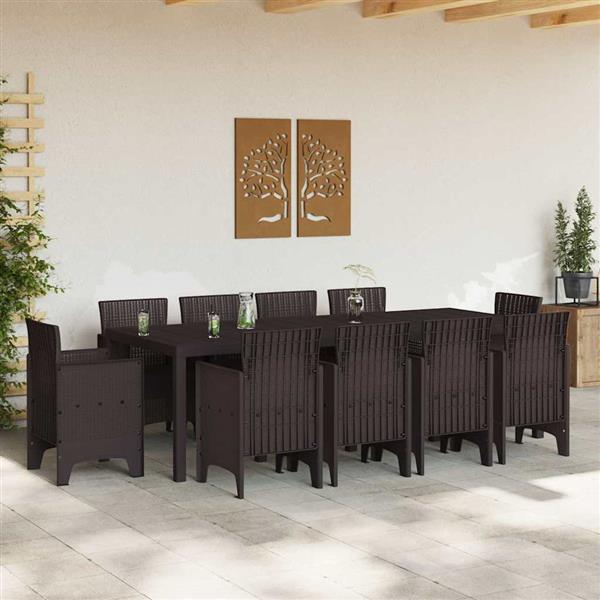 Grote foto vidaxl tuin eetset 11 pcs bruin polt riet tuin en terras tuinmeubelen