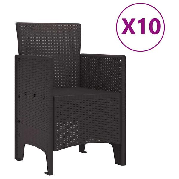 Grote foto vidaxl tuin eetset 11 pcs bruin polt riet tuin en terras tuinmeubelen