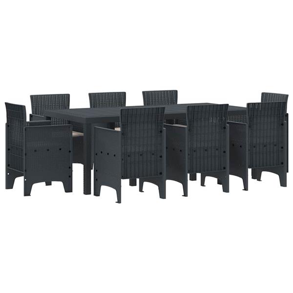 Grote foto vidaxl tuin eetset 9 pcs antraciet polt riet tuin en terras tuinmeubelen