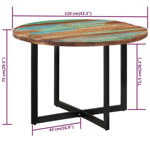 Grote foto vidaxl eettafel 110x75 cm massief gerecycled hout huis en inrichting eettafels