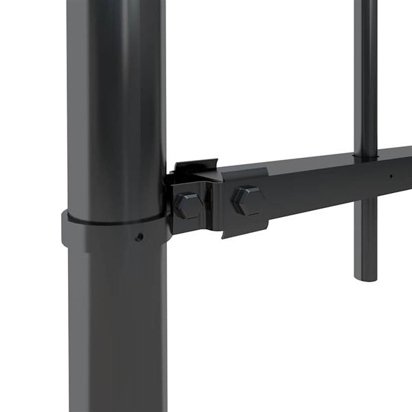Grote foto vidaxl tuinhek met ringtop staal 359x80 cm zwart tuin en terras hekken en schuttingen