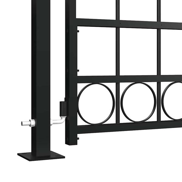 Grote foto vidaxl poort met gebogen bovenkant en 2 palen 105x204 cm zwart tuin en terras hekken en schuttingen