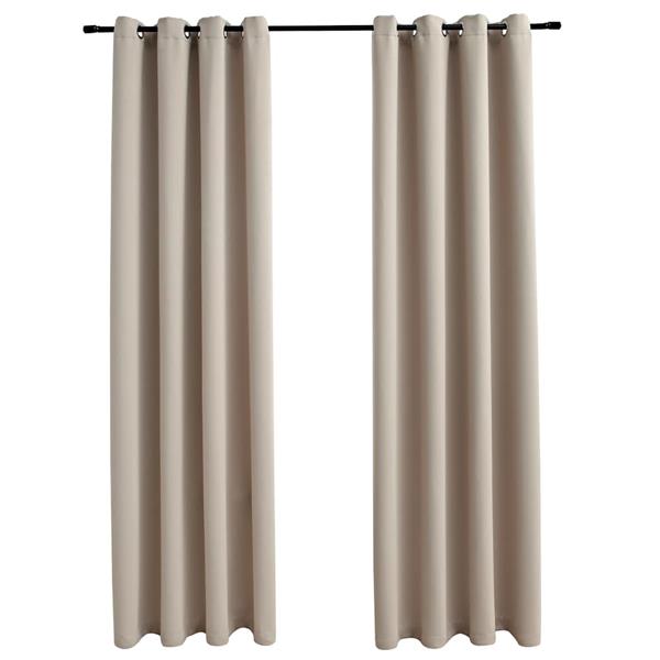 Grote foto vidaxl gordijn verduisterend met metalen ringen 2 st 140x225 cm beige huis en inrichting gordijnen en lamellen