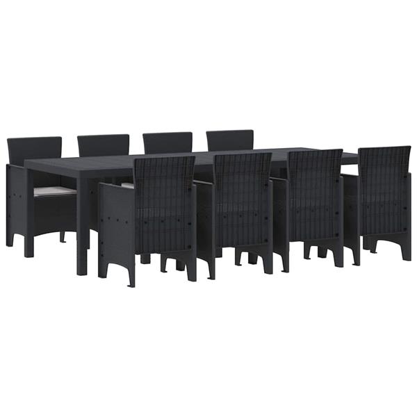 Grote foto vidaxl tuin eetset 9 pcs antraciet polt riet tuin en terras tuinmeubelen