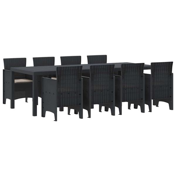Grote foto vidaxl tuin eetset 9 pcs antraciet polt riet tuin en terras tuinmeubelen
