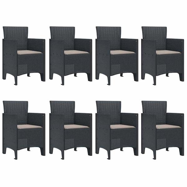 Grote foto vidaxl tuin eetset 9 pcs antraciet polt riet tuin en terras tuinmeubelen