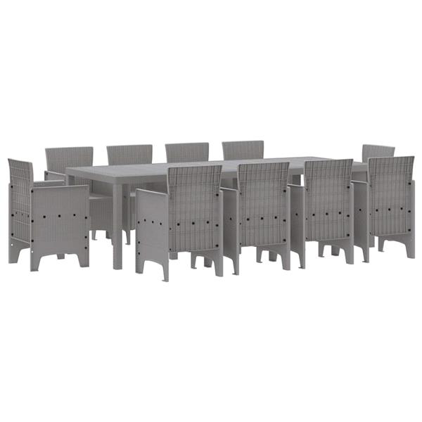 Grote foto vidaxl tuin eetset 11 pcs lichtgrijs polt riet tuin en terras tuinmeubelen