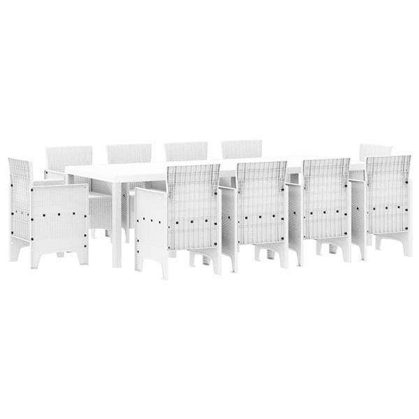 Grote foto vidaxl tuin eetset 11 pcs wit polt riet tuin en terras tuinmeubelen
