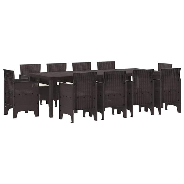 Grote foto vidaxl tuin eetset 11 pcs bruin polt riet tuin en terras tuinmeubelen