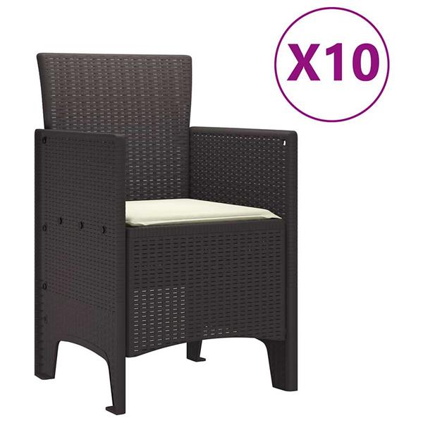 Grote foto vidaxl tuin eetset 11 pcs bruin polt riet tuin en terras tuinmeubelen