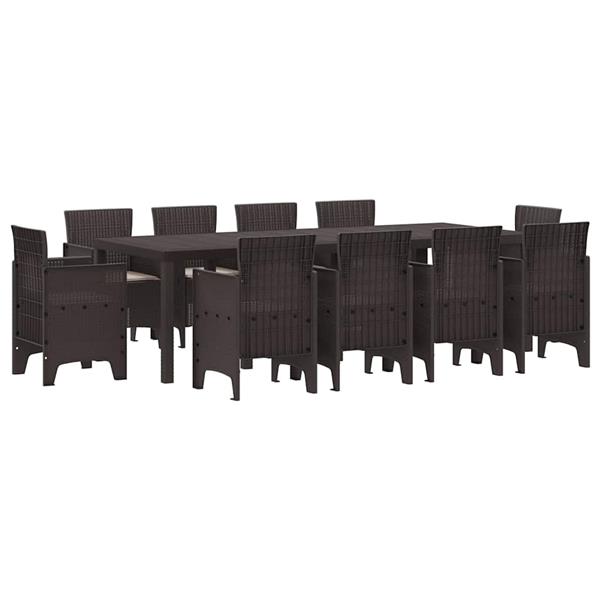 Grote foto vidaxl tuin eetset 11 pcs bruin polt riet tuin en terras tuinmeubelen