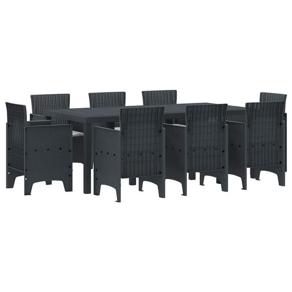 Grote foto vidaxl tuin eetset 9 pcs antraciet polt riet tuin en terras tuinmeubelen