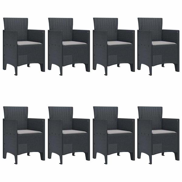 Grote foto vidaxl tuin eetset 9 pcs antraciet polt riet tuin en terras tuinmeubelen
