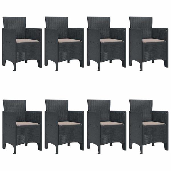 Grote foto vidaxl tuin eetset 9 pcs antraciet polt riet tuin en terras tuinmeubelen