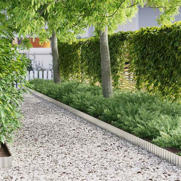 Grote foto vidaxl tuinrand grijs 15 x 0.03 x 1000 cm gegalvaniseerd staal tuin en terras tuindecoratie